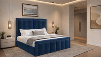 Plush Velvet Sapphire - Belgravia Regent Luxury Panelled Ottoman Storage Bed