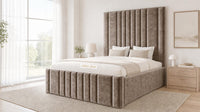 Crushed Velvet Mink - Knightsbridge Imperial Luxury Panelled Ottoman Storage Bed