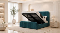 Plush Velvet Teal - Beaumont Arc Luxury Ribbed Ottoman Storage Bed