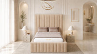 Plush Velvet Beige - Dorchester Wraparound Luxury Channelled Ottoman Storage Bed