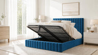 Naples Blue - Carlton Channel Luxury Ottoman Storage Bed