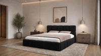 Plush Velvet Black - Aurelius Cloud Luxury Upholstered Ottoman Storage Bed