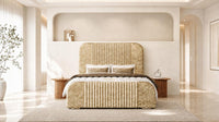 Crushed Velvet Gold - Beaumont Arc Luxury Ribbed Ottoman Storage Bed