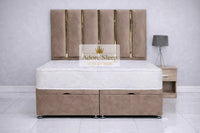 Naples Mink - Celestine Luxe Ottoman Divan Bed Frame – Luxury Panelled Upholstered Bed