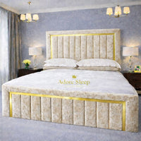 Crushed Velvet Cream - Aurelia Grand Luxe Panelled Upholstered Bed Frame | Luxury Statement Bed