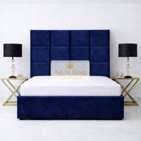 Plush Velvet Sapphire - Kensington Royale Luxury Ottoman Divan Storage Bed Frame – Premium Panelled Headboard
