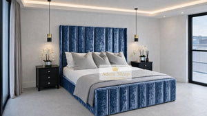 Crushed Velvet Denim Blue