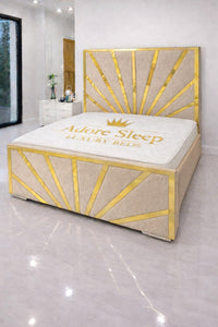 Naples Beige - Solaris Radiance Luxury Geometric Upholstered Bed Frame