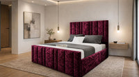 Crushed Velvet Aubergine - Valentina Linear Luxury Upholstered Bed Frame