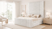 Crushed Velvet White - Mayfair Grand Fluted Luxury Upholstered Bed Frame