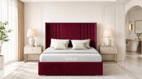 Plush Velvet Maroon - Harrogate Gallery Luxury Winged Upholstered Bed Frame