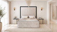 Crushed Velvet Champagne - Gatsby Sunray Luxury Art Deco Upholstered Bed Frame
