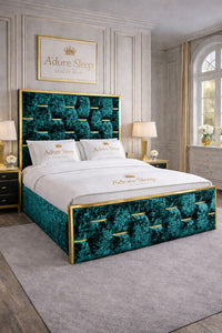 Crushed Velvet Teal - Versailles Royale Luxe Upholstered Bed Frame