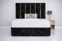 Crushed Velvet Black - Celestine Luxe Ottoman Divan Bed Frame – Luxury Panelled Upholstered Bed
