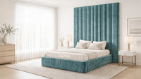 Crushed Velvet Teal - Grosvenor Grand Channel Luxury Ottoman Storage Bed
