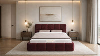 Plush Velvet Maroon - Aurelius Cloud Luxury Upholstered Ottoman Storage Bed