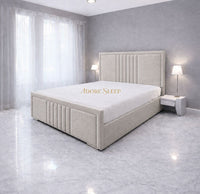 Plush Velvet Silver - Riviera Maison Luxury Panelled Upholstered Bed Frame