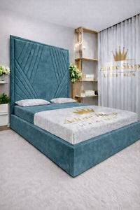 Plush Velvet Teal - Seraphina Luxe Geometric Upholstered Bed Frame | Luxury Designer Statement Bed