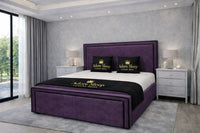 Naples Purple - Astoria Luxe Luxury Upholstered Bed Frame – Premium Panelled Headboard & Footboard