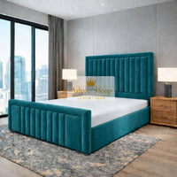 Plush Velvet Teal - Milano Grand Luxury Channel-Tufted Upholstered Bed Frame