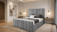 Plush Velvet Steel - Valentina Linear Luxury Upholstered Bed Frame
