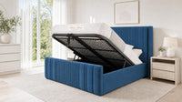 Naples Blue - Savoy Ribbed Luxury Ottoman Storage Bed