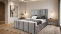 Plush Velvet Silver - Valentina Linear Luxury Upholstered Bed Frame