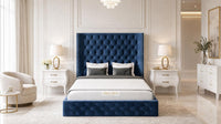 Plush Velvet Sapphire - Claridge Chesterfield Luxury Deep-Button Ottoman Storage Bed