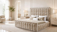 Crushed Velvet Gold - Buckingham Tailored Luxury Panelled Ottoman Storage Bed