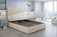 Naples Cream - Regency Lined Panel Luxury Solid Ottoman Storage Bed Frame
