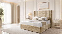 Crushed Velvet Gold - Harrogate Gallery Luxury Winged Upholstered Bed Frame