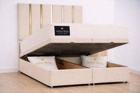 Naples Sand - Verona Luxe Ottoman Divan Storage Bed Frame – Luxury Upholstered Bed with Lift-Up Storage