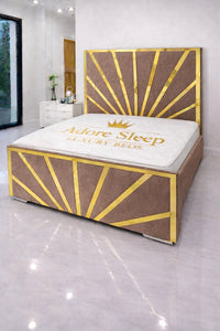 Naples Mink - Solaris Radiance Luxury Geometric Upholstered Bed Frame