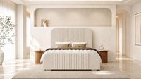 Naples Cream - Beaumont Arc Luxury Ribbed Ottoman Storage Bed