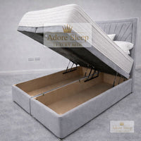 Naples Silver - Aurelia Regent Luxury Upholstered Ottoman Divan Bed Frame with Storage