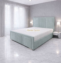 Plush Velvet Duck Egg - Riviera Maison Luxury Panelled Upholstered Bed Frame
