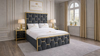 Plush Velvet Grey - Versailles Royale Luxe Upholstered Bed Frame