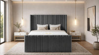 Naples Charcoal - Kensington Fluted Luxury Ottoman Storage Bed