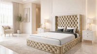 Crushed Velvet Gold - Claridge Chesterfield Luxury Deep-Button Ottoman Storage Bed