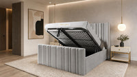 Plush Velvet Steel - Kensington Fluted Luxury Ottoman Storage Bed