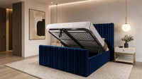 Plush Velvet Sapphire - Kensington Fluted Luxury Ottoman Storage Bed