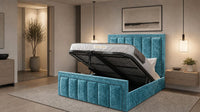 Crushed Velvet Teal - Belgravia Regent Luxury Panelled Ottoman Storage Bed