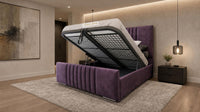 Naples Purple - Belgravia Luxury Ottoman Storage Bed – Premium Upholstered Gas Lift Bed Frame