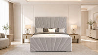 Plush Velvet Silver - Riviera Fan Luxury Sculpted Ottoman Storage Bed