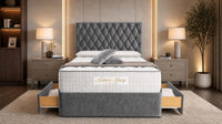 Naples Slate Grey - Regency Diamond Luxury Divan Bed – Deep Button-Tufted Headboard with Premium Upholstered Frame & Storage