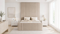 Naples Beige - Mayfair Grand Fluted Luxury Upholstered Bed Frame