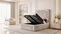 Crushed Velvet Champagne - Dorchester Wraparound Luxury Channelled Ottoman Storage Bed
