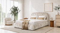 Crushed Velvet Cream - Ellington Curve Luxury Upholstered Ottoman Storage Bed