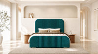 Plush Velvet Teal - Beaumont Arc Luxury Ribbed Ottoman Storage Bed