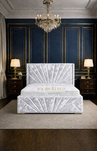 Crushed Velvet White - Monaco Royale Luxury Fan-Panel Upholstered Bed Frame